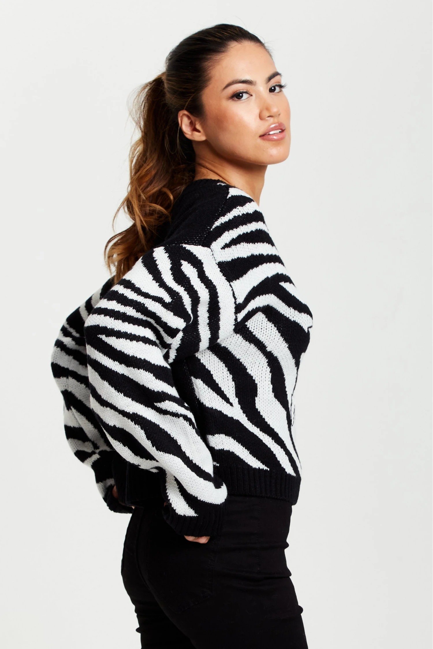 Liquorish Star Jumper In Black And White Zebra Pattern 6 Liquorish Star Jumper In Black And White Zebra Pattern - Image 4