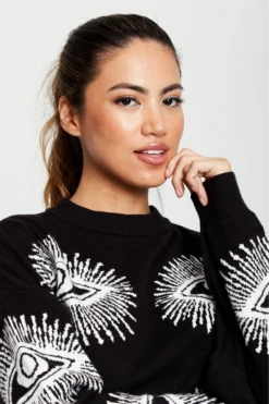 Liquorish Eye Pattern Jumper In Black -Liquorish || Yumi Shop 1bI6NHRS 12823