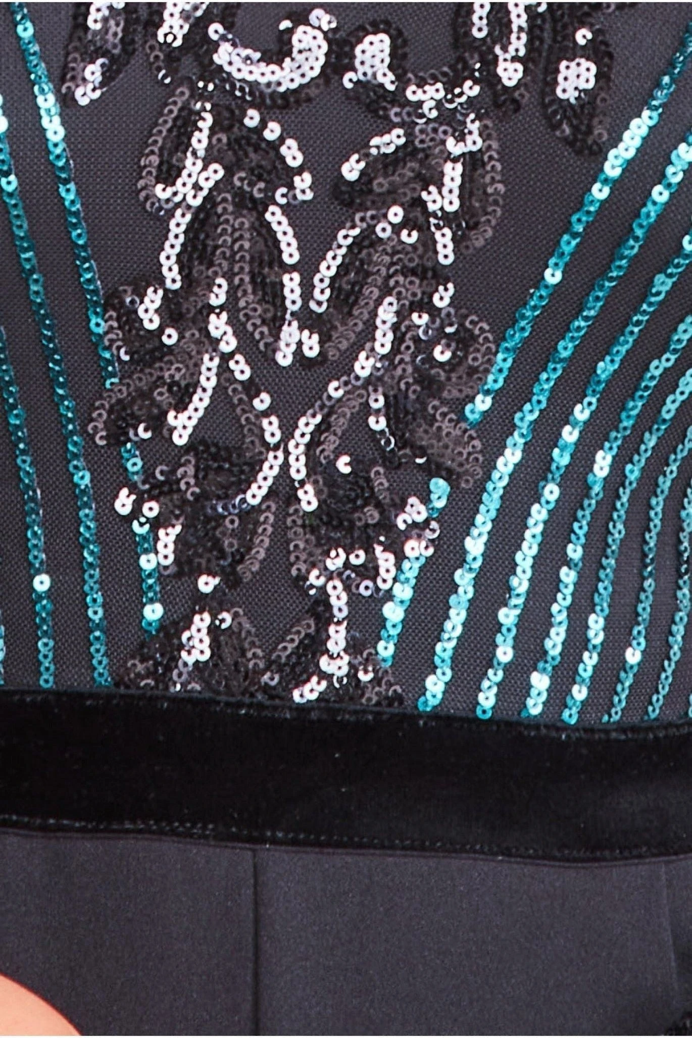 Goddiva Plus Sequin & Mesh Jumpsuit - Emerald Green 6 Goddiva Plus Sequin & Mesh Jumpsuit - Emerald Green - Image 4