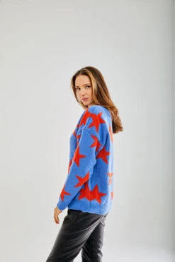 Liquorish Red Star Jumper In Blue -Liquorish || Yumi Shop 203oOwZY 13857