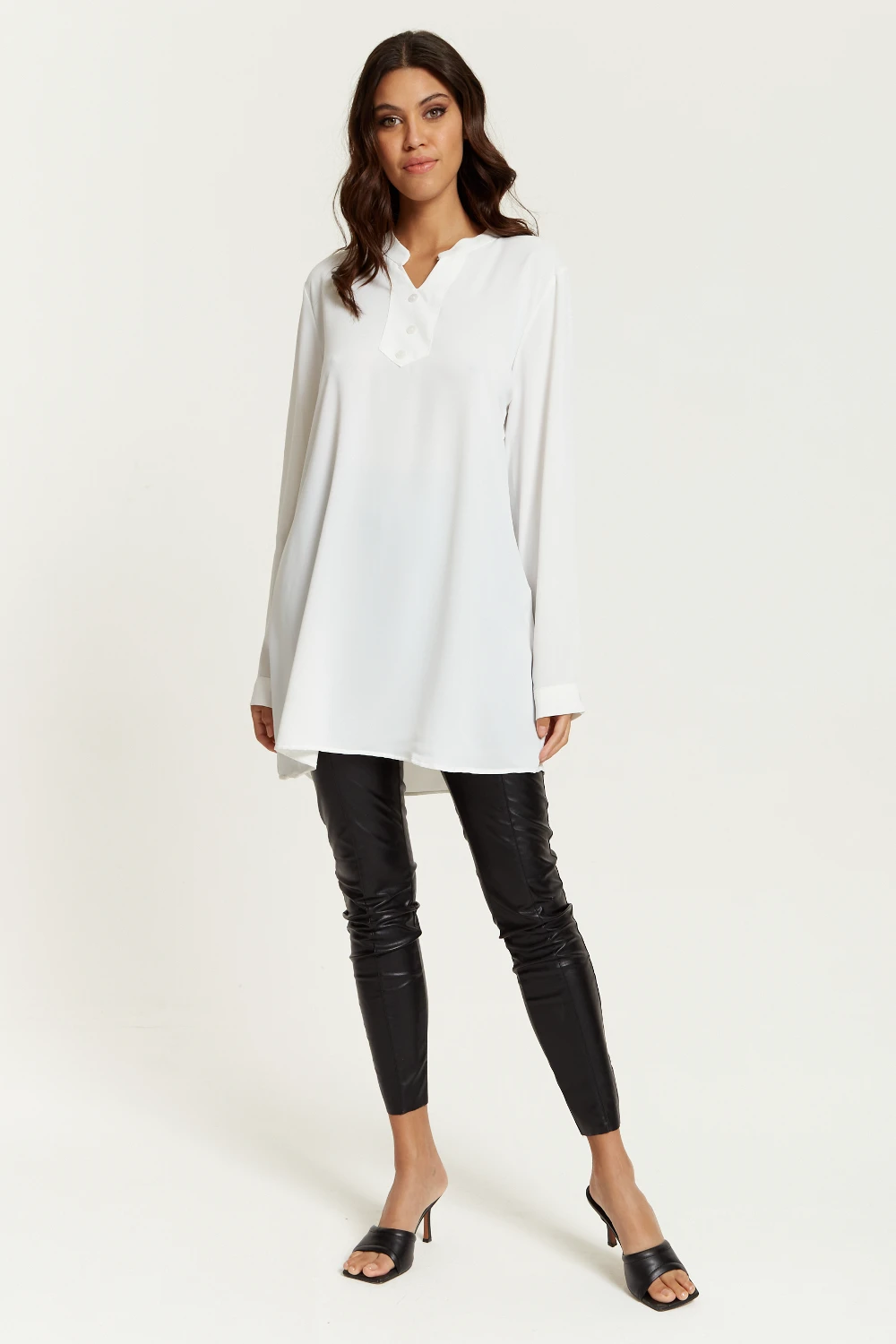 Hoxton Gal Long Sleeves White Tunic With Button Details 4 Hoxton Gal Long Sleeves White Tunic With Button Details - Image 2