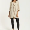 Hoxton Gal Relaxed Fit 3/4 Sleeve Frilled Front Detail Tunic