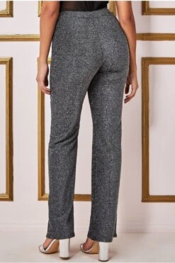 Goddiva Wide Leg Lurex Trouser - Silver -Liquorish || Yumi Shop 345bVULR 12373