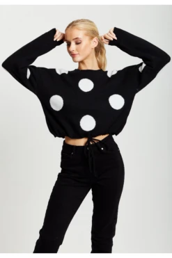 Liquorish White Polka Dot Jumper In Black -Liquorish || Yumi Shop 3QKzZWG5 13886