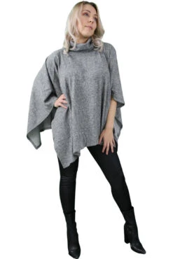 Signage Relaxed Fit Brushed Grey Poncho