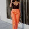 Setsofran London Orange Faux Leather Pants -Liquorish || Yumi Shop 3zH7G6xx 15725