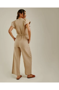 Dusty Pink Wide Leg Belted Jumpsuit | Beige -Liquorish || Yumi Shop 428Qgoo0 11543