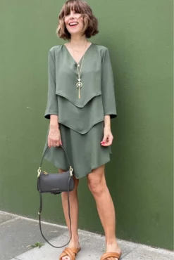 Hoxton Gal 3/4 Sleeves V Neck Oversize Layered Tunic -Liquorish || Yumi Shop 4fpLK36G 12872