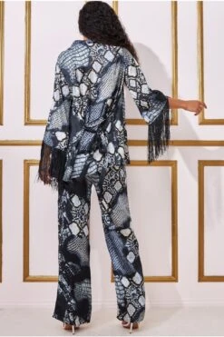 Goddiva Foil Print Wide Leg Trousers - Black -Liquorish || Yumi Shop 4kB2QSiZ 13689