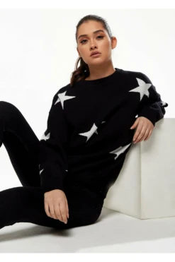 Liquorish Star Pattern Jumper In Black & White -Liquorish || Yumi Shop 5GiZKBb0 8028