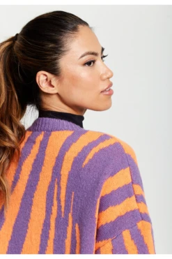 Liquorish Longline Cardigan In Orange And Purple -Liquorish || Yumi Shop 64hXIGQp 12836