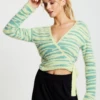 Liquorish Textured Zebra Wrap Cardigan In Yellow And Green -Liquorish || Yumi Shop 6HkHtyvP 12814