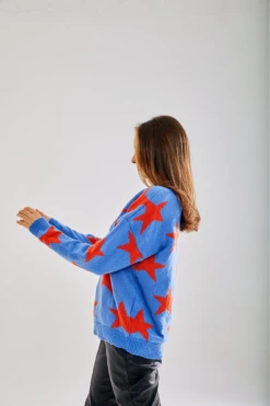 Liquorish Red Star Jumper In Blue -Liquorish || Yumi Shop 6lB5xH3g 13857