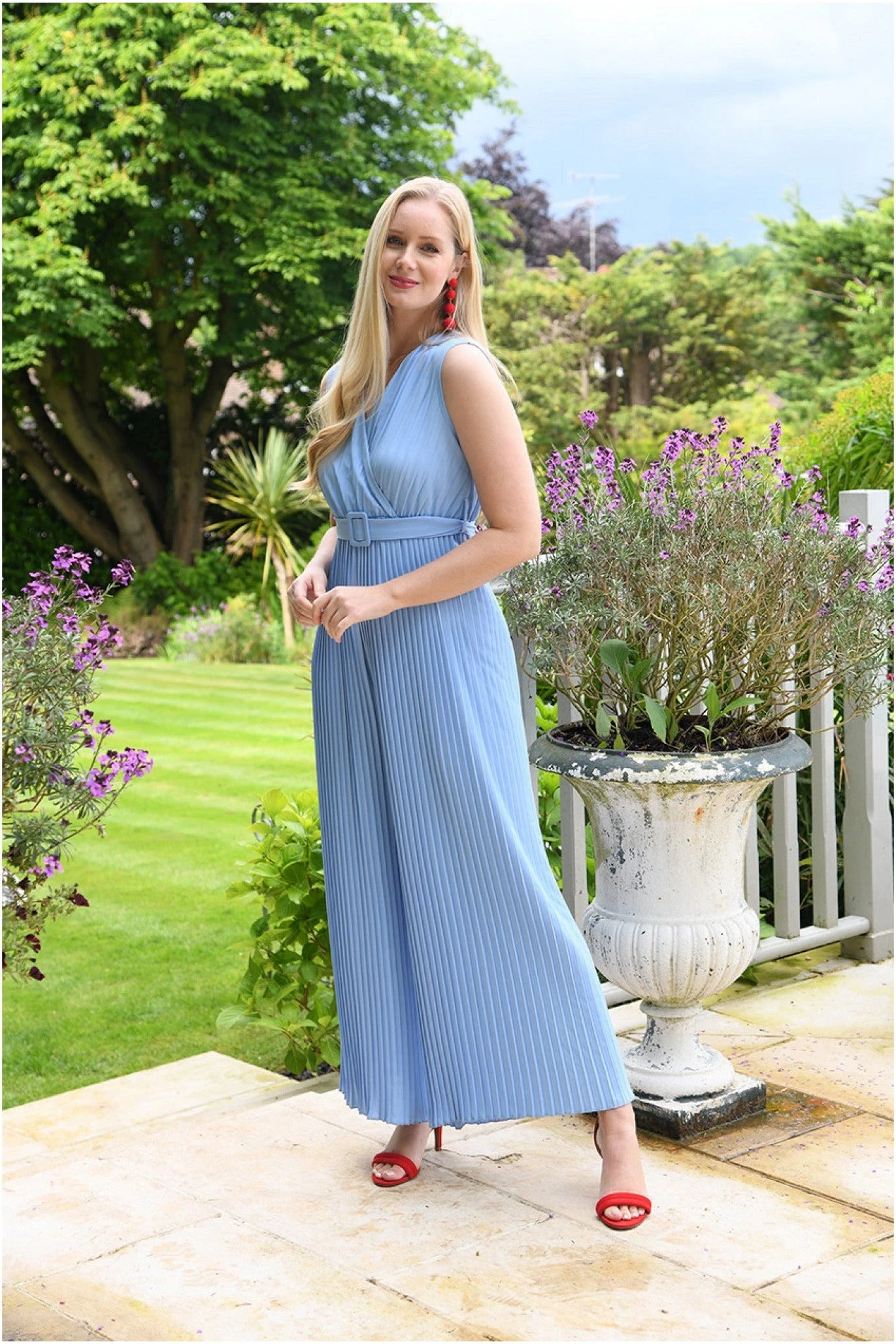 Mela London Blue Pleated Jumpsuit With Belt 5 Mela London Blue Pleated Jumpsuit With Belt - Image 3