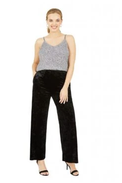 Yumi Black Crinkle Velvet Trousers With Pocket -Liquorish || Yumi Shop 84Ky6UQP 13945