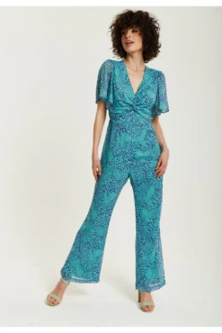 Liquorish Blue Animal Print Knot Front Jumpsuit -Liquorish || Yumi Shop 8IJNEmra 15648