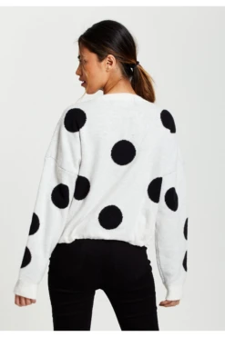Liquorish Black Polka Dot Jumper In White -Liquorish || Yumi Shop 8THxm1cN 13057