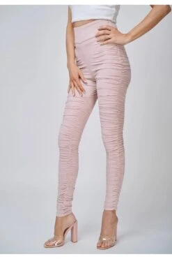 Yan Neo London The Hebe Blush Pink Ruched Suede-look Trouser -Liquorish || Yumi Shop 95QrzXNu 13038