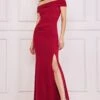 Goddiva Off The Shoulder Maxi With Split - Wine -Liquorish || Yumi Shop 9pDHPsAD 6781