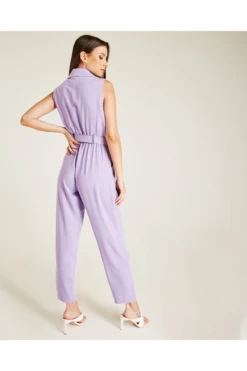 Dusty Pink Lapel Front Sleeveless Jumpsuit | Lilac -Liquorish || Yumi Shop 9slr9GLx 12196