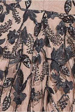 Goddiva Flared Sleeve Embroidered Maxi Dress - Black -Liquorish || Yumi Shop AG2toSMA 15112