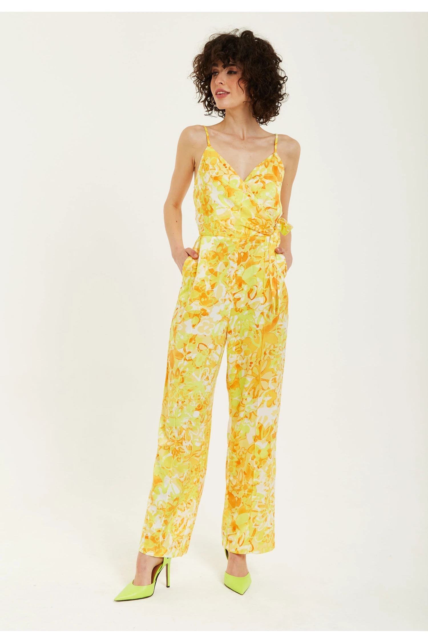 Liquorish Yellow And Orange Floral Print V-neck Jumpsuit 3 Liquorish Yellow And Orange Floral Print V-neck Jumpsuit