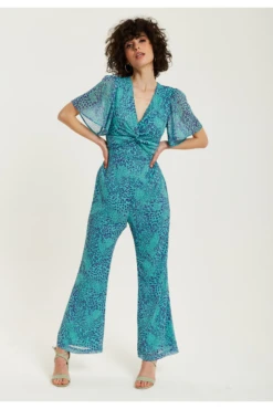 Liquorish Blue Animal Print Knot Front Jumpsuit -Liquorish || Yumi Shop BDcP6atw 15648