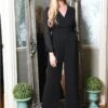 Yumi Black Long Sleeve Jumpsuit With Pockets -Liquorish || Yumi Shop C65V9djU 13355