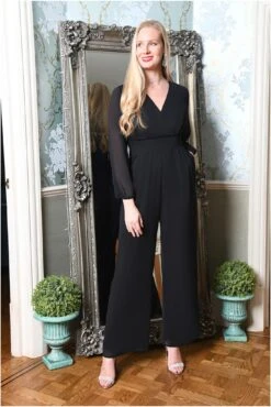 Yumi Black Long Sleeve Jumpsuit With Pockets