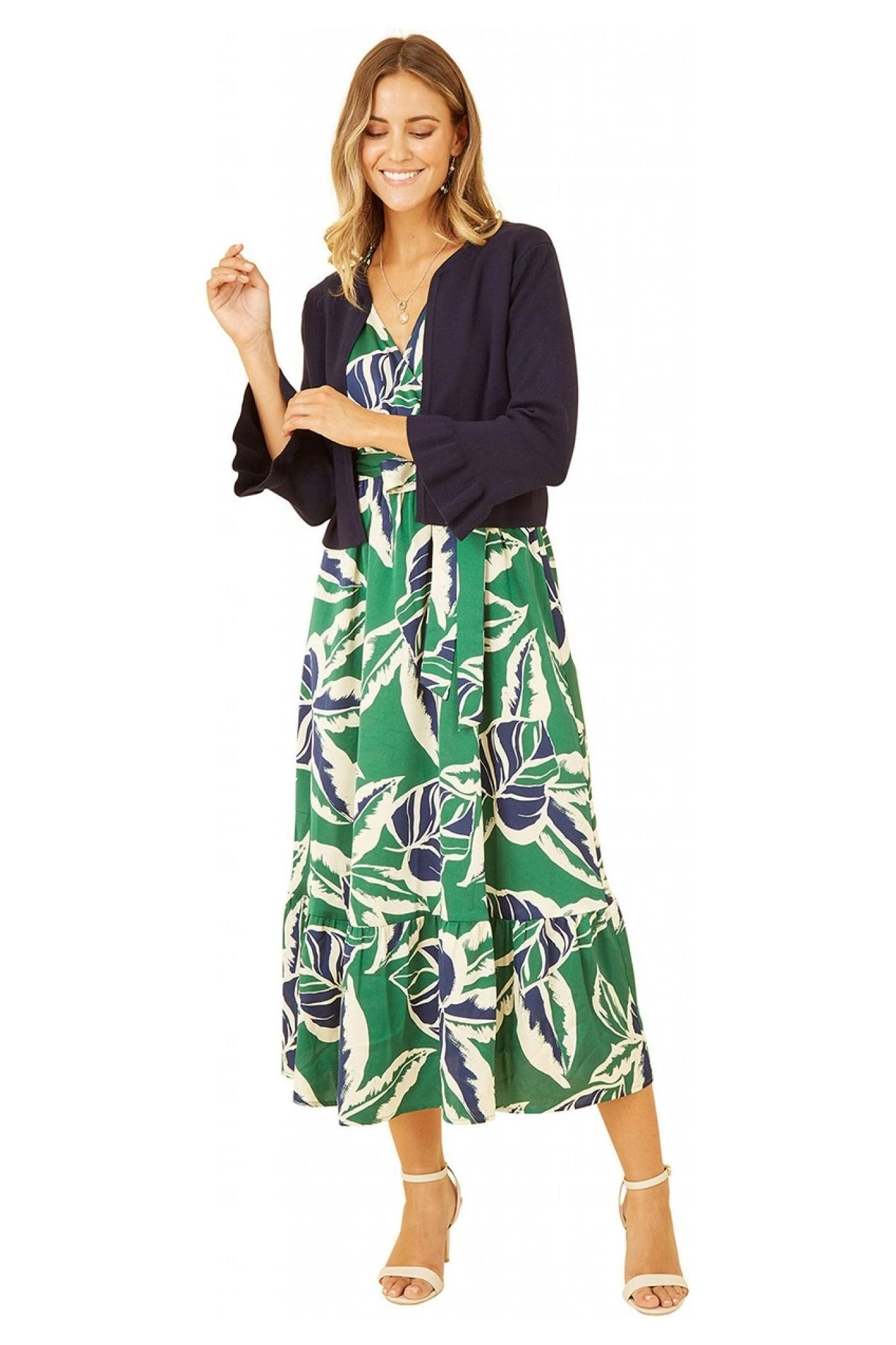 Yumi Navy Cropped Cardigan With Bell Sleeves 4 Yumi Navy Cropped Cardigan With Bell Sleeves - Image 2