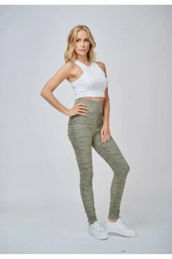 Yan Neo London The Hebe Khaki Ruched Suede-look Leggings -Liquorish || Yumi Shop DCmRO5MT 6221