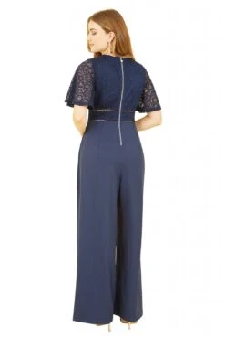Yumi Navy Lace Bodice Jumpsuit With Kimono Sleeve -Liquorish || Yumi Shop DbtiEoWT 14839