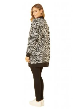 Yumi Black Zebra And Leopard Print Knitted Intarsia Cardigan -Liquorish || Yumi Shop Ee7VoDug 14849
