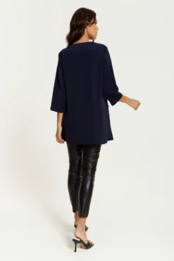 Hoxton Gal 3/4 Sleeves V Neck Oversized Layered Tunic -Liquorish || Yumi Shop EffJS9j8 14945