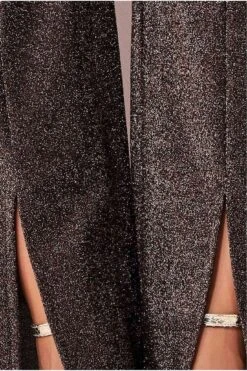 Goddiva Wide Leg Lurex Trouser - Bronze -Liquorish || Yumi Shop EfsL5TJ0 12385