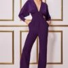 Goddiva Plunging V-neck Jumpsuit - Purple -Liquorish || Yumi Shop FHfpL0NA 12930