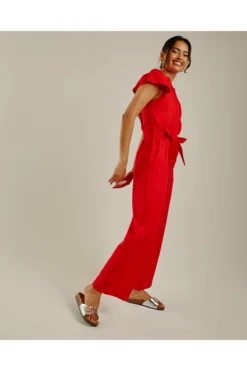 Dusty Pink Wide Leg Belted Jumpsuit | Red -Liquorish || Yumi Shop FwQIYmMT 11548