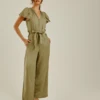 Dusty Pink Wide Leg Belted Jumpsuit | Light Khaki 1 Dusty Pink Wide Leg Belted Jumpsuit | Light Khaki -Liquorish || Yumi Shop GjoUdzQW 11545