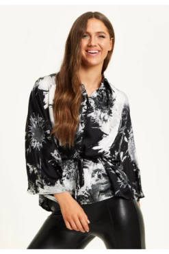 Liquorish Abstract Print Shirt With Long Sleeves