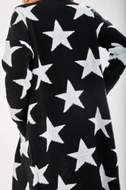 Liquorish Star Pattern Long Cardigan In Black -Liquorish || Yumi Shop HO1nfGuN 13860