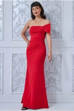 Goddiva Bow Detail Bandeau Maxi - Red