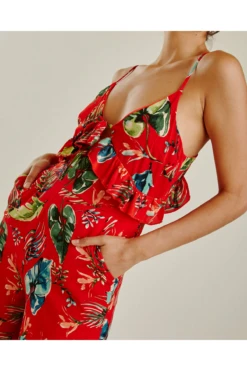 Dusty Pink Tropical Print Ruffled Jumpsuit | Red 8 Dusty Pink Tropical Print Ruffled Jumpsuit | Red -Liquorish || Yumi Shop HkQsm4eW 11540