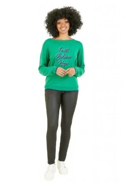 Yumi Faith Believe Hope Slogan Knitted Jumper