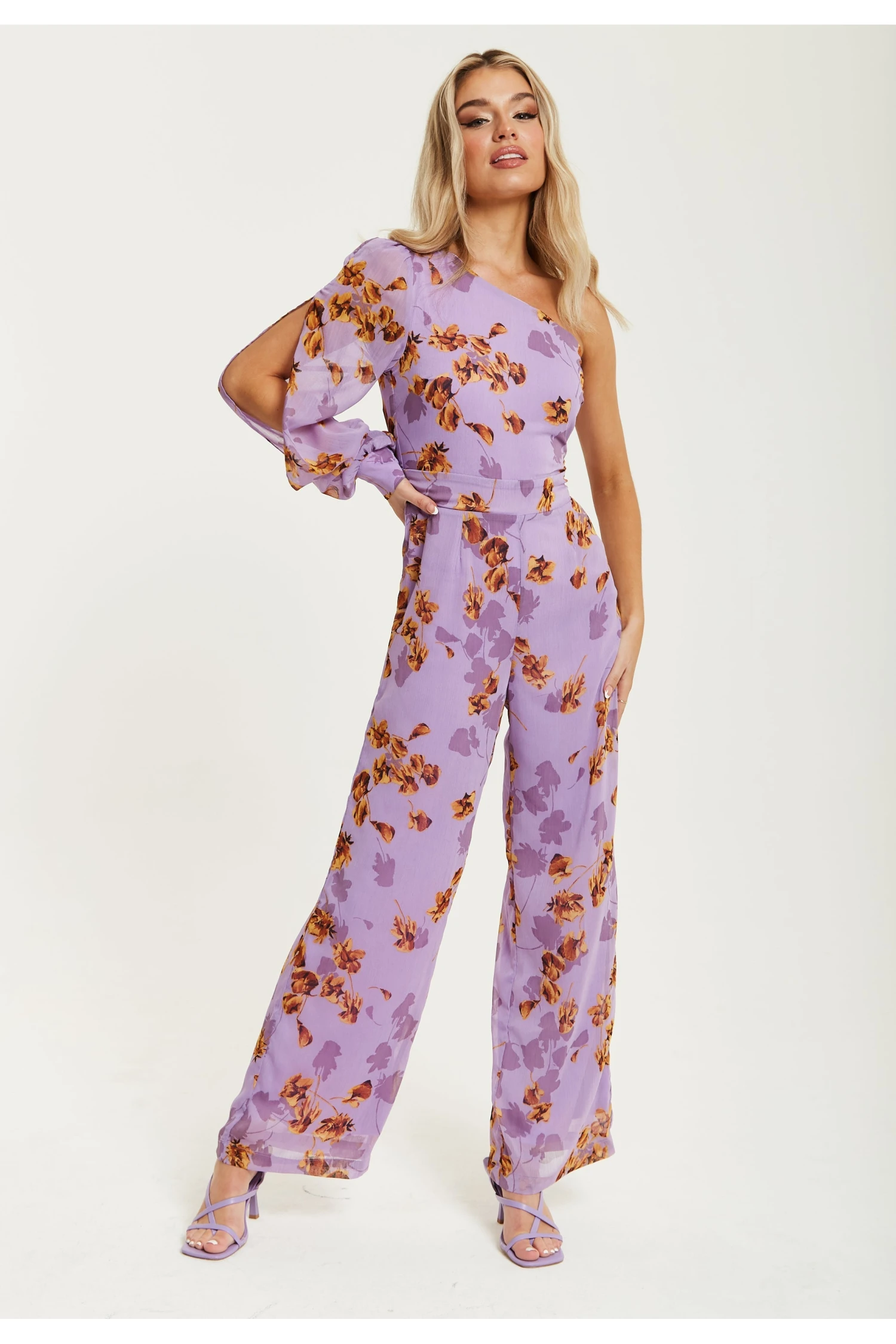 Liquorish Purple Floral Asymmetrical Jumpsuit 4 Liquorish Purple Floral Asymmetrical Jumpsuit - Image 2
