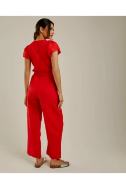 Dusty Pink Wide Leg Belted Jumpsuit | Red -Liquorish || Yumi Shop IqgkmIkM 11548