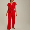Dusty Pink Wide Leg Belted Jumpsuit | Red -Liquorish || Yumi Shop ItQqm0JN 11548