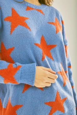 Liquorish Red Star Jumper In Blue -Liquorish || Yumi Shop JNNgJUFi 13857