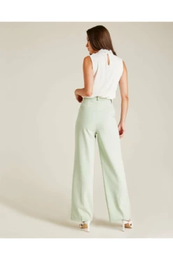 Dusty Pink Flared High Waist Trousers | Mint -Liquorish || Yumi Shop JbPRpssn 12193