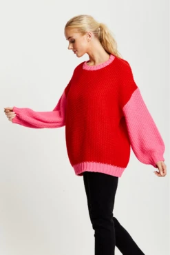 Liquorish Contrast Sleeve Jumper In Pink And Red 9 Liquorish Contrast Sleeve Jumper In Pink And Red -Liquorish || Yumi Shop KZ9VUIYl 12830