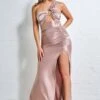 Goddiva Ruched One Shoulder Maxi With Ring Detail -champagne -Liquorish || Yumi Shop L0UHL6B6 11217